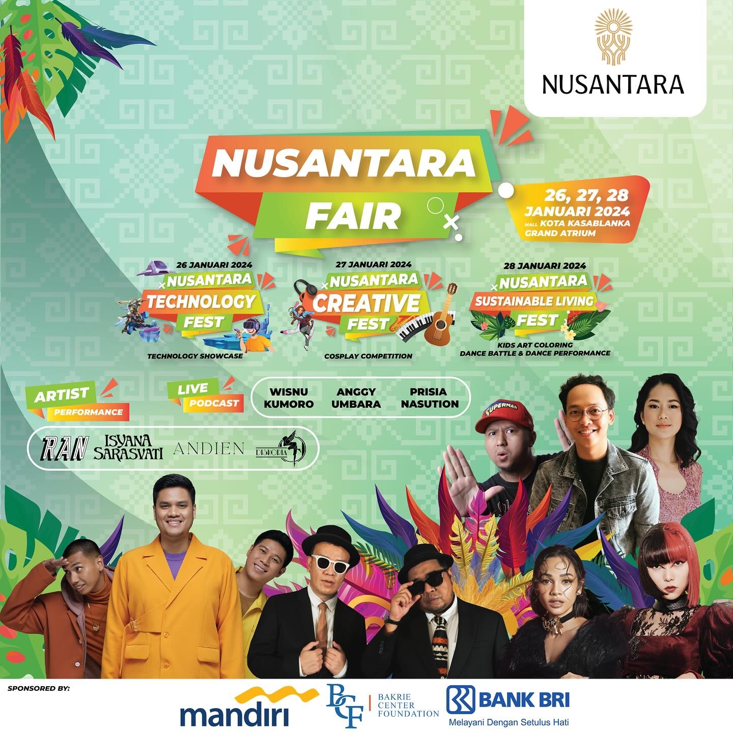 KONSER GRATIS! Akhir Pekan Bersama RAN, Isyana Sarasvati dan Andien ft Diskoria pada Nusantara Fair 2024 di Mall Kota Kasablanka, Catat Tanggalnya