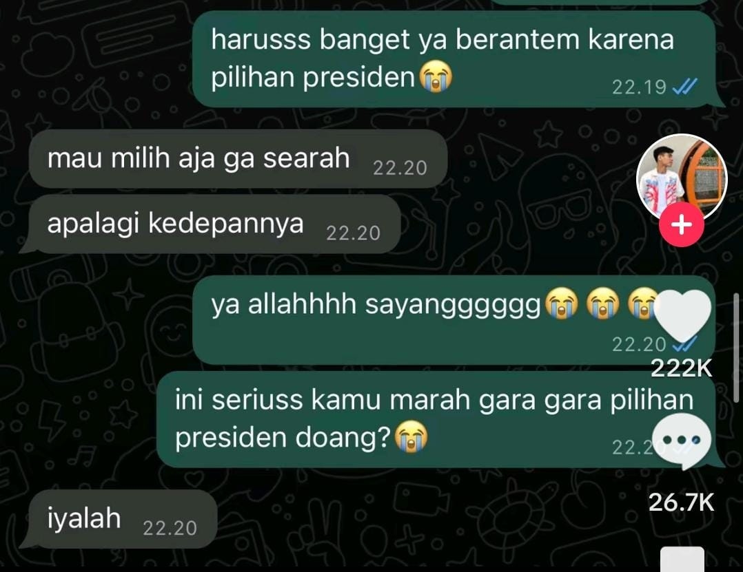Ada-ada Saja, Viral Karena Beda Pilihan Capres, Pria Ini Malah Diblokir Pacarnya