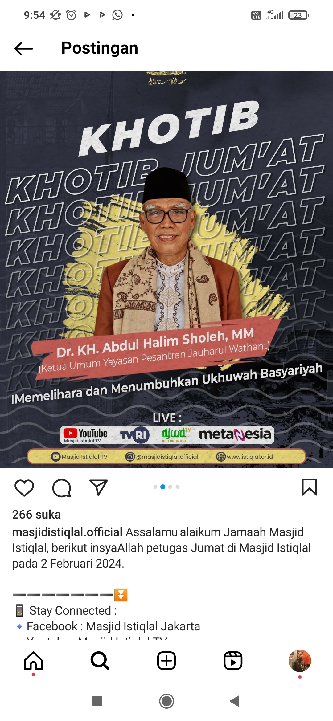Shalat Jumat Jam Berapa? Ini Jadwal Masjid Istiqlal 2 Februari 2024, Petugas Khotib dan Tema Khutbah