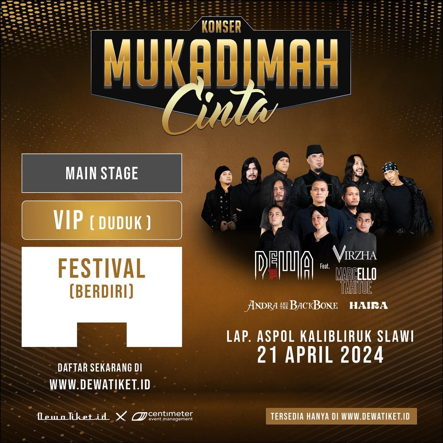 Konser Dewa 19 di Tegal dalam Mukadimah Cinta, Dimeriahkan Juga Oleh Virzha, Ello, Andra & The Backbone, dan Haira, Catat Tanggalnya