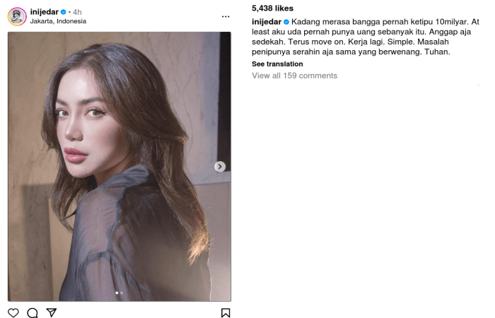 Jessica Iskandar Bangga Pernah Kena Tipu Rp10 Miliar, Anggap sebagai Uang Sedekah