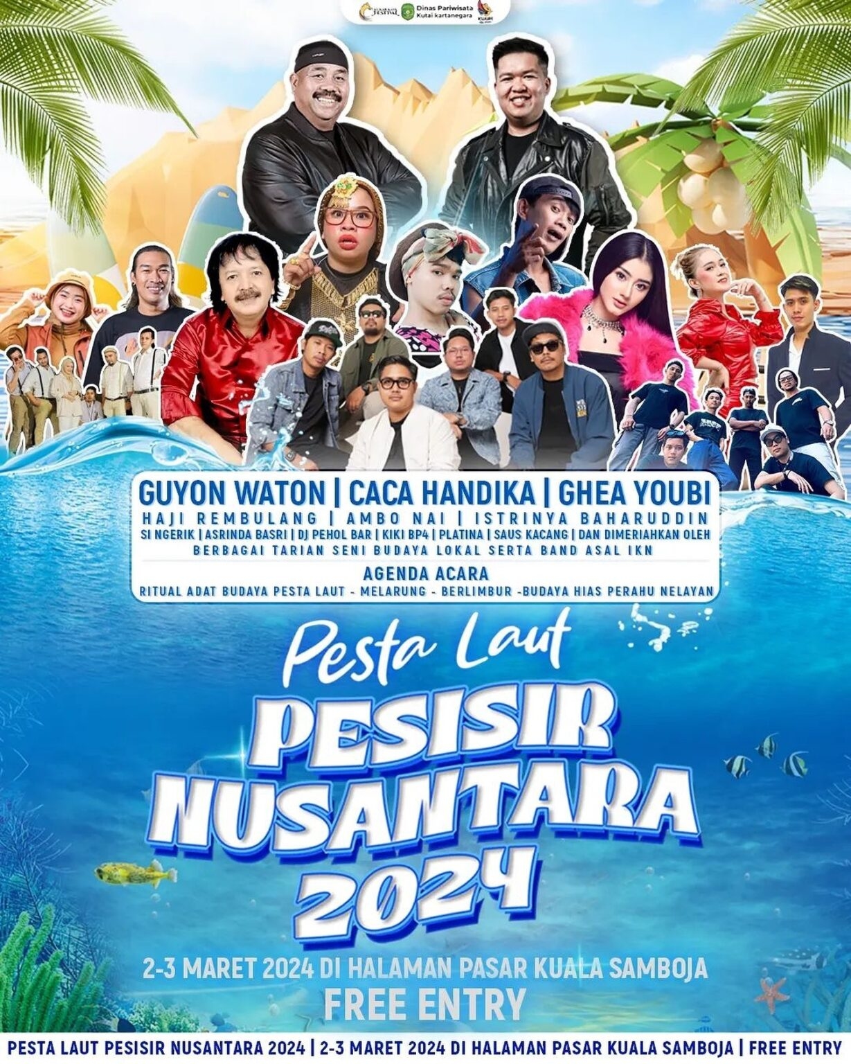 GRATIS! Pesta Laut Pesisir Nusantara 2024 Menghadirkan Guyon Waton, Caca Handika hingga Ghea Youbi, Catat Lokasi dan Tanggalnya
