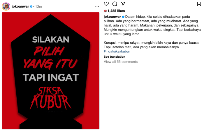 Joko Anwar Manfaatkan Momen Pemilu 2024 untuk Promosi Film Terbaru: Silakan Pilih Yang Itu, Tapi Ingat Siksa Kubur!