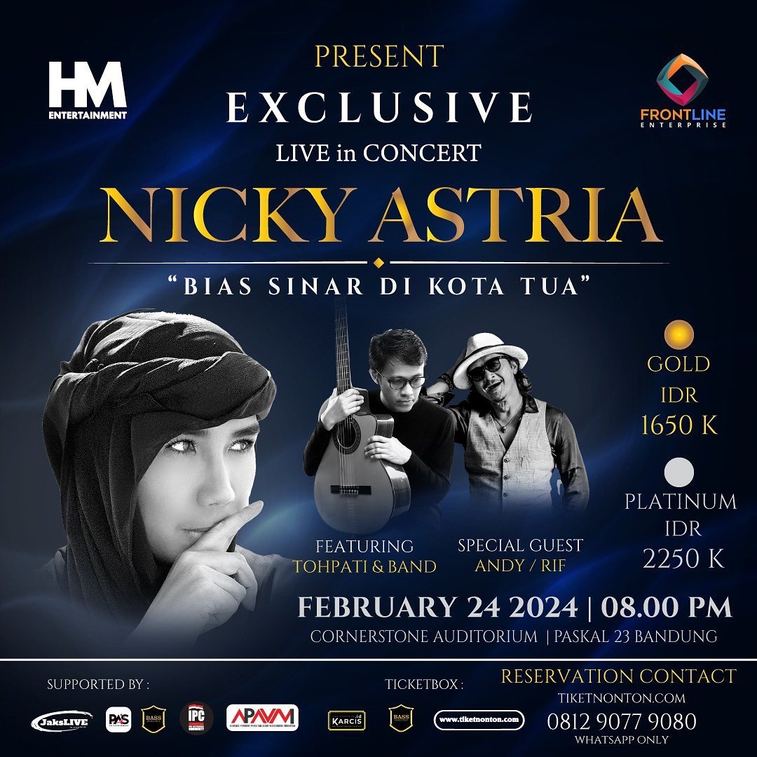 Saksikan! Konser Eksklusif Nostalgia Bersama Nicky Astria di Kota Bandung, Ada Tohpati Band dan Andy/rif, Catat Tanggalnya