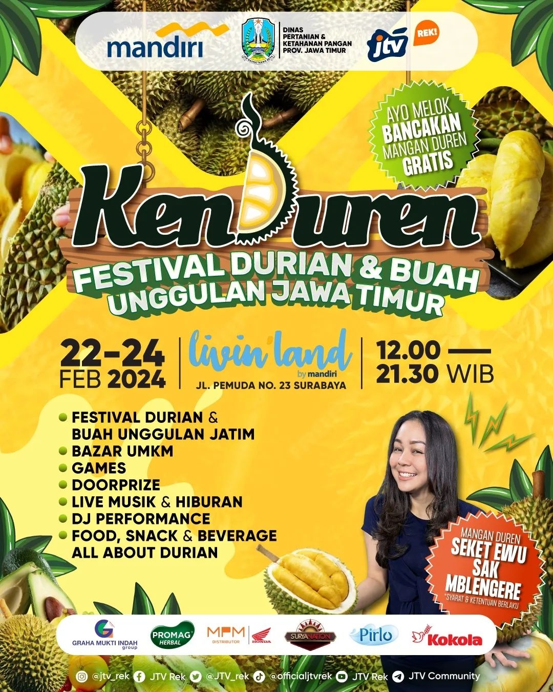 Pesta Durian! Makan Sampai Blenger Cuma Rp 50 Ribu, Datang Aja ke Acara KENDUREN di Jalan Pemuda Surabaya, Akhir Pekan Ini