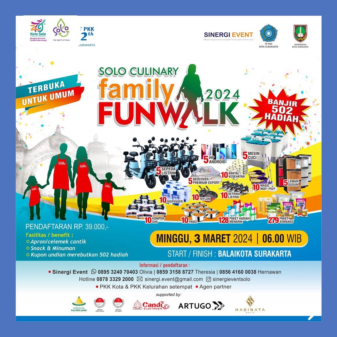 SERBU! Hanya dengan Biaya Pendaftaran Rp 39.000, Tersedia 502 Hadiah untuk Peserta Solo Culinary Family Funwalk, Buruan Daftar!