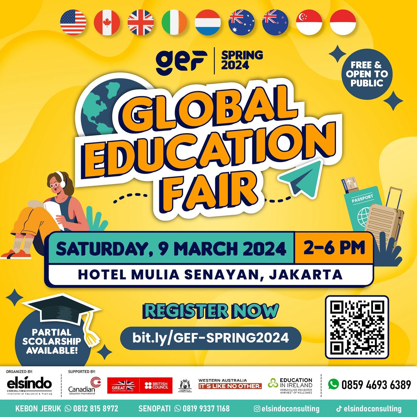 Mau Kuliah di Luar Negeri dan Sedang Cari Beasiswa? Kunjungi GLOBAL EDUCATION FAIR Spring 2024 di Hotel Mulia Senayan, Awal Bulan Depan, Gratis!