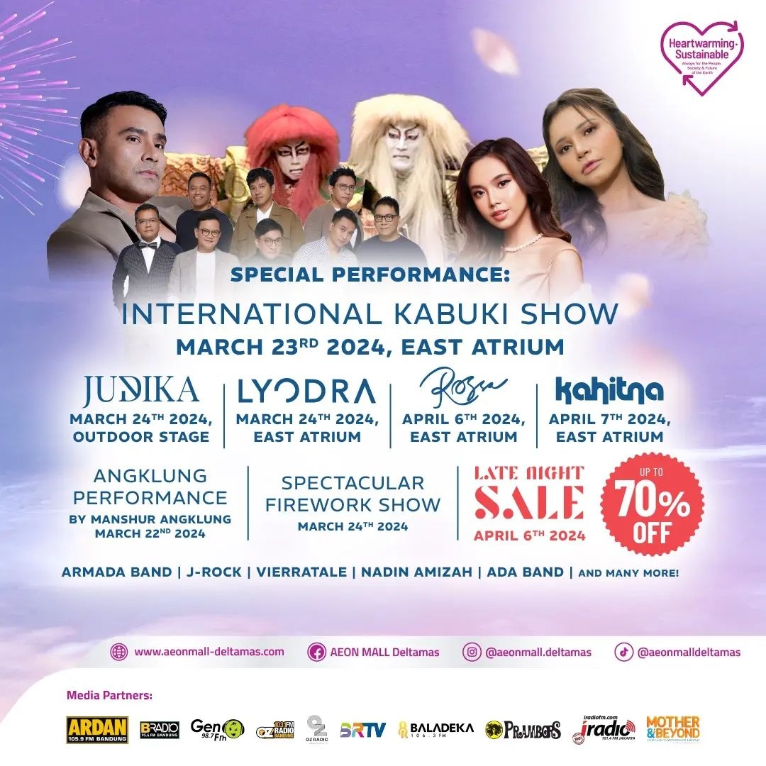 ASYIK! Ada Konser Gratis Rossa hingga Vierratale di Grand Opening AEON Mall Deltamas Cikarang Mulai 22 Maret, Simak Juga Keseruan Lainnya di Sini