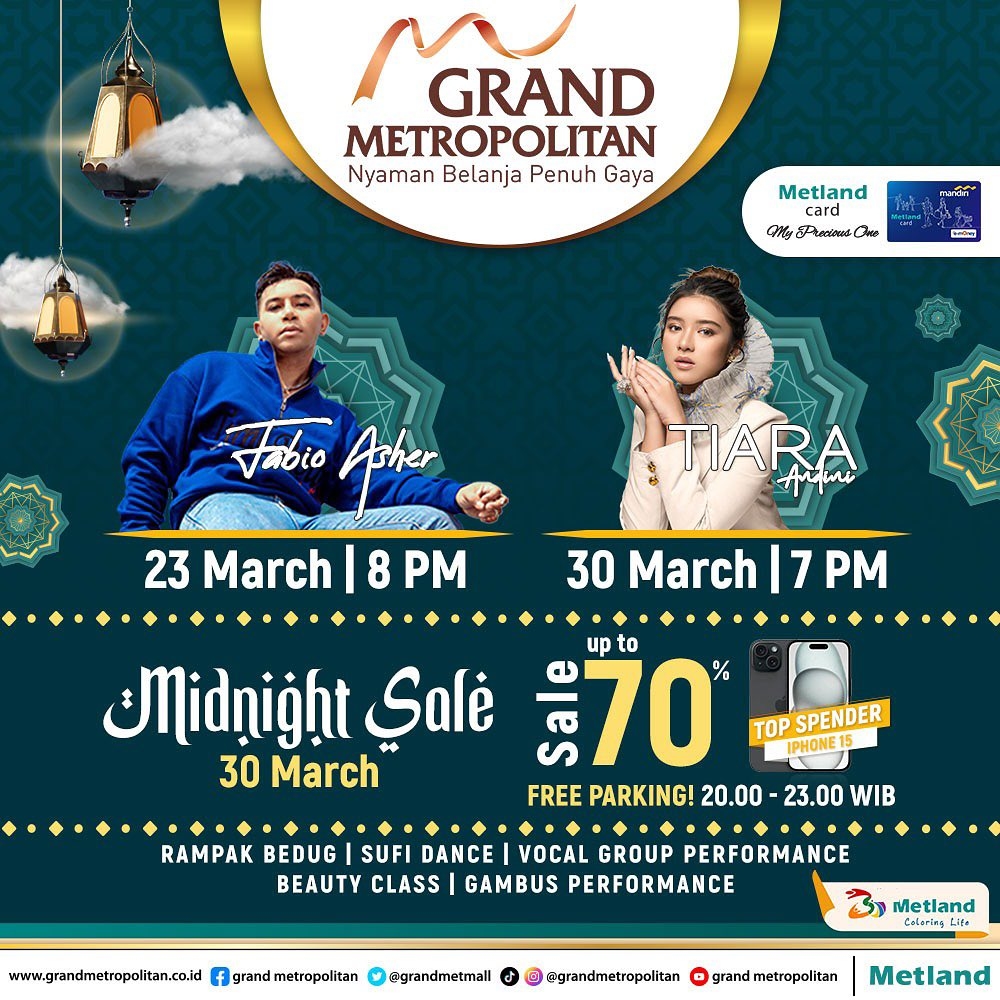 MAGNIFICENT RAMADHAN 2024: Berburu Diskon Sambil Menikmati Konser Gratis Fabio Asher dan Tiara Andini di Grand Metropolitan Bekasi, Catat Tanggalnya!