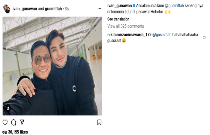 Ivan Gunawan Senang Ditemani Gus Miftah Tidur di Pesawat, Mubalig Kondang Itu Bilang Berbukalah dengan Yang Setia