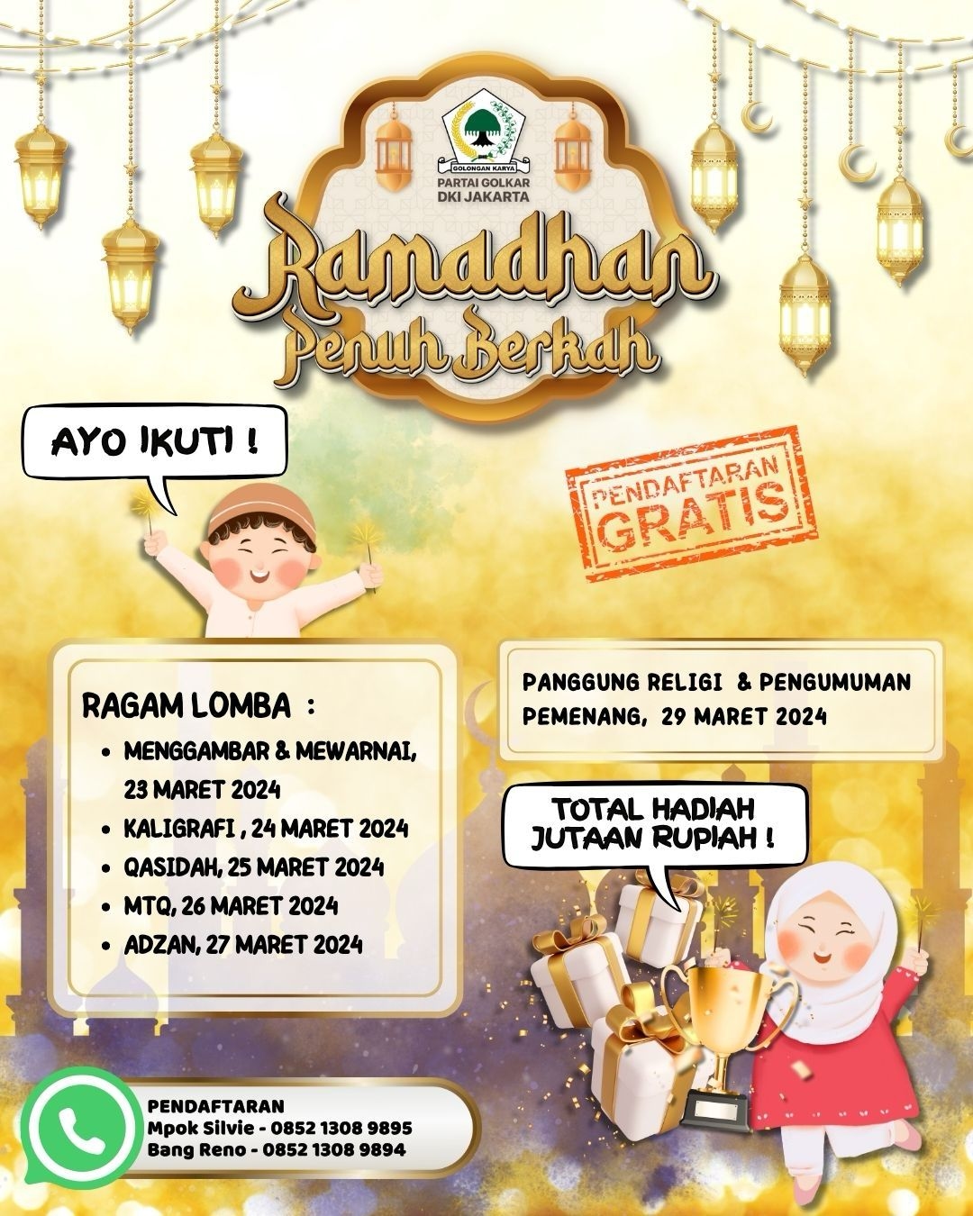 Golkar DKI Gelar Ramadhan Festival 2024, Ada Banyak Perlombaan dengan Total Hadiah Puluhan Juta Rupiah, Simak Info Selengkapnya di Sini