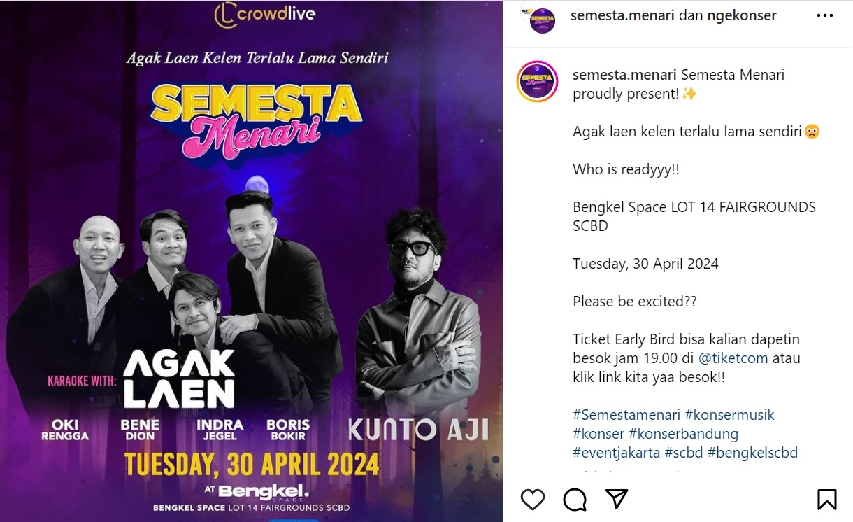 YUK IKUTAN! Semesta Menari Bersama Pemain Agak Laen dan Kunto Aji di Bengkel Space SCBD, Catat Tanggalnya, Segini Harga Tiketnya