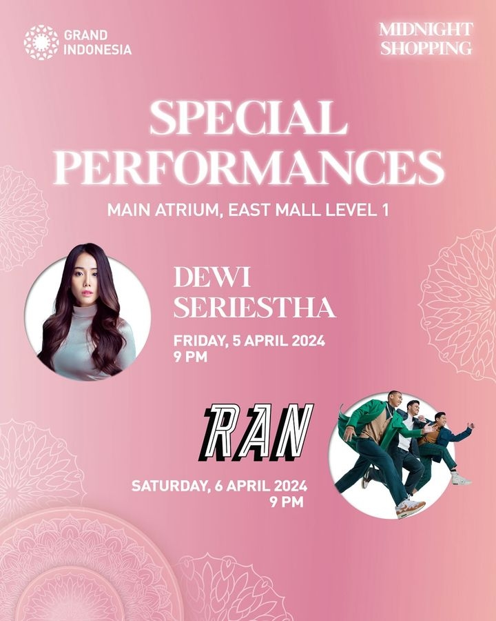 GRATIS! Berburu Diskon Sambil Nonton Live Music Dewi Seriestha dan RAN di East Mall Grand Indonesia, Akhir Pekan Ini