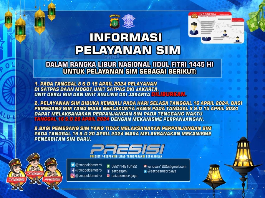CATAT! Mulai Besok hingga 15 April 2024, Pelayanan SIM dan Kebijakan Ganjil-Genap di Jakarta Ditutup atau Libur