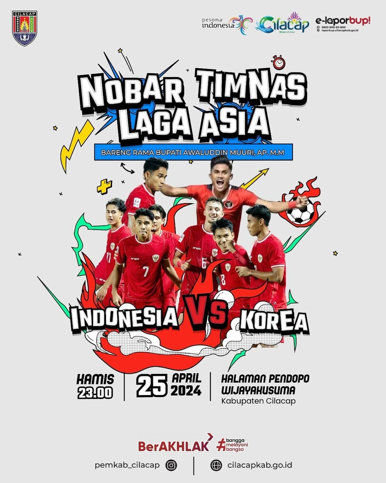 AYO! Warga Cilacap, Nobar Gratis Timnas Indonesia Vs Korsel dari Halaman Pendopo Wijayakusuma, Catat Tanggalnya