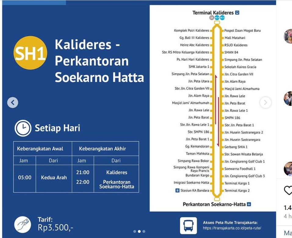 INFO! Mulai 1 Mei, Operasional TransJakarta Rute SH1: Kalideres - Bandara Soekarno Hatta Diperpanjang 05.00 hingga 22.00, dengan Tarif Rp 3.500