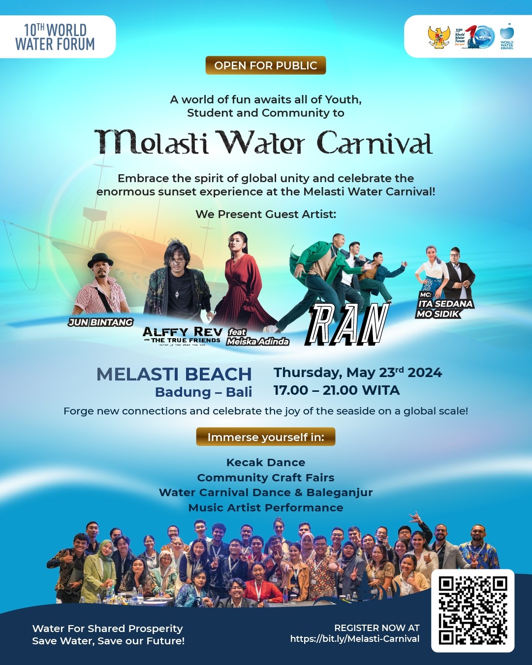 GRATIS! Melasti Water Carnival Bakal Dimeriahkan Konser RAN hingga Meiska Adinda, Berikut Rangkaian Acara dari 10th World Water Forum di Bali