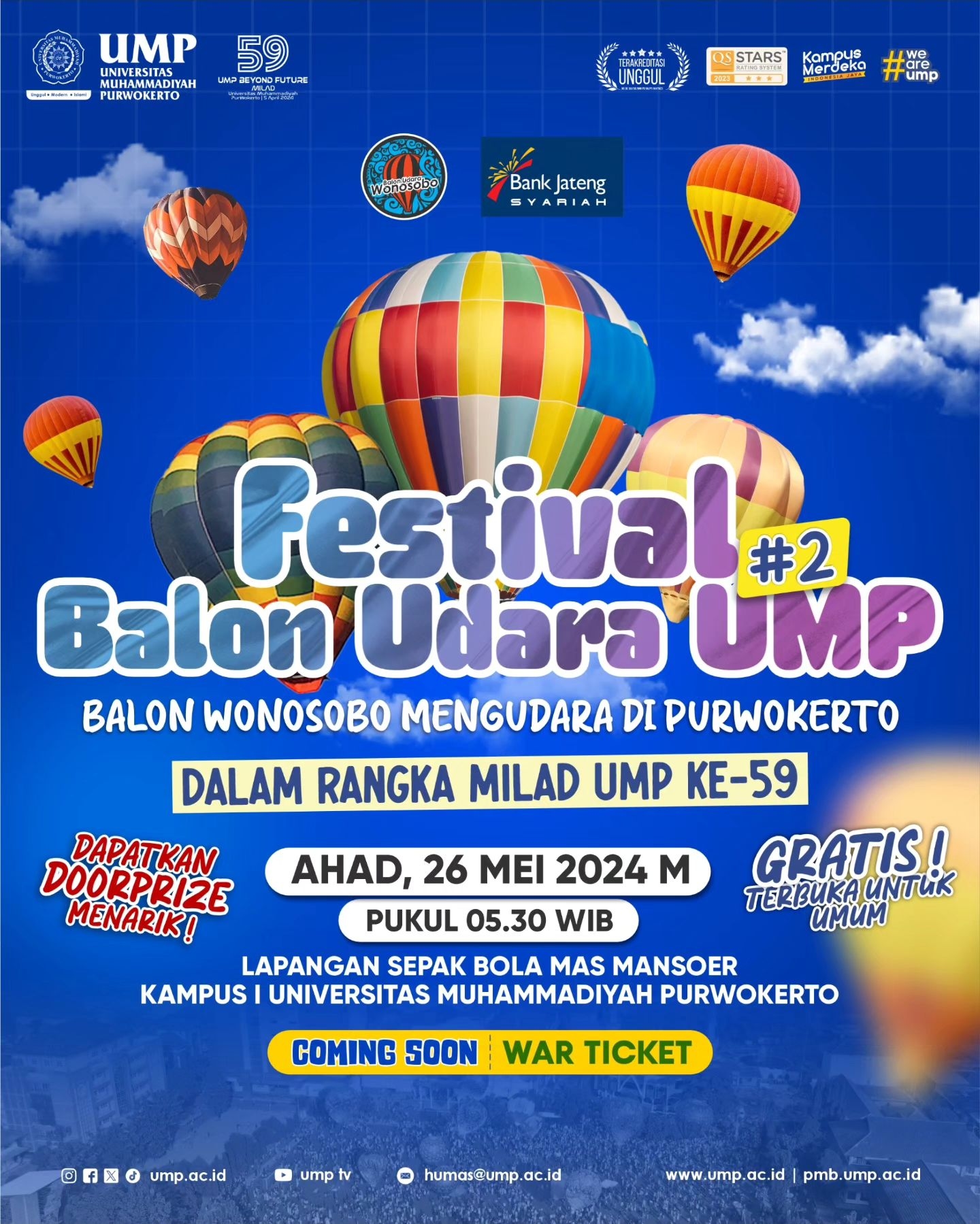 AYO! Meriahkan Festival Balon Udara di Lapangan Mas Mansoer Kampus UMP Purwokerto, Simak Tanggalnya