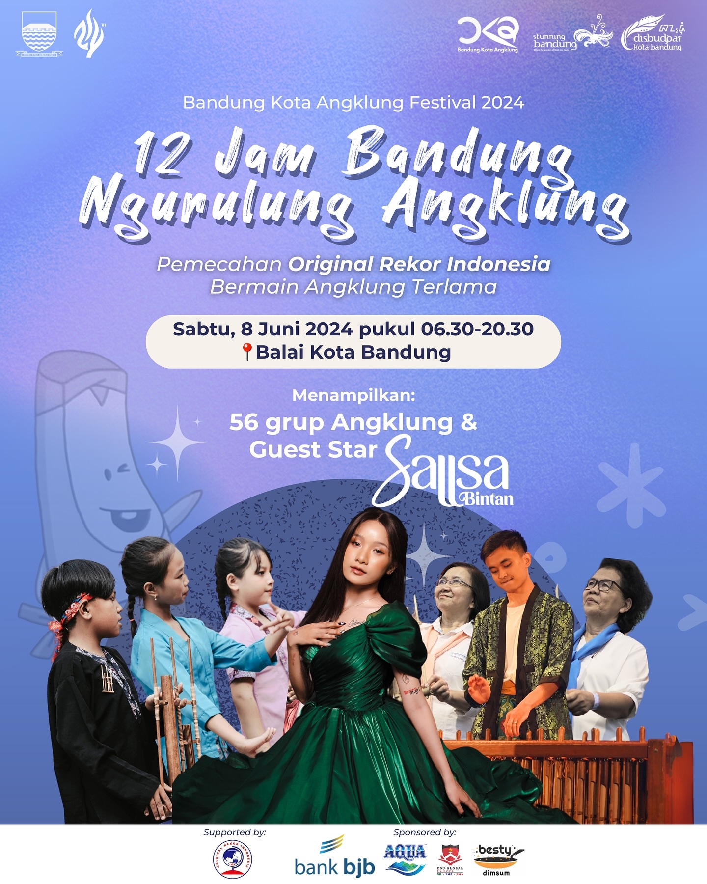 GRATIS! Nonton Tiktoker Sallsa Bintan dan 56 Grup Angklung Main 12 Jam di Balai Kota Bandung, pada Sabtu Akhir Pekan Ini