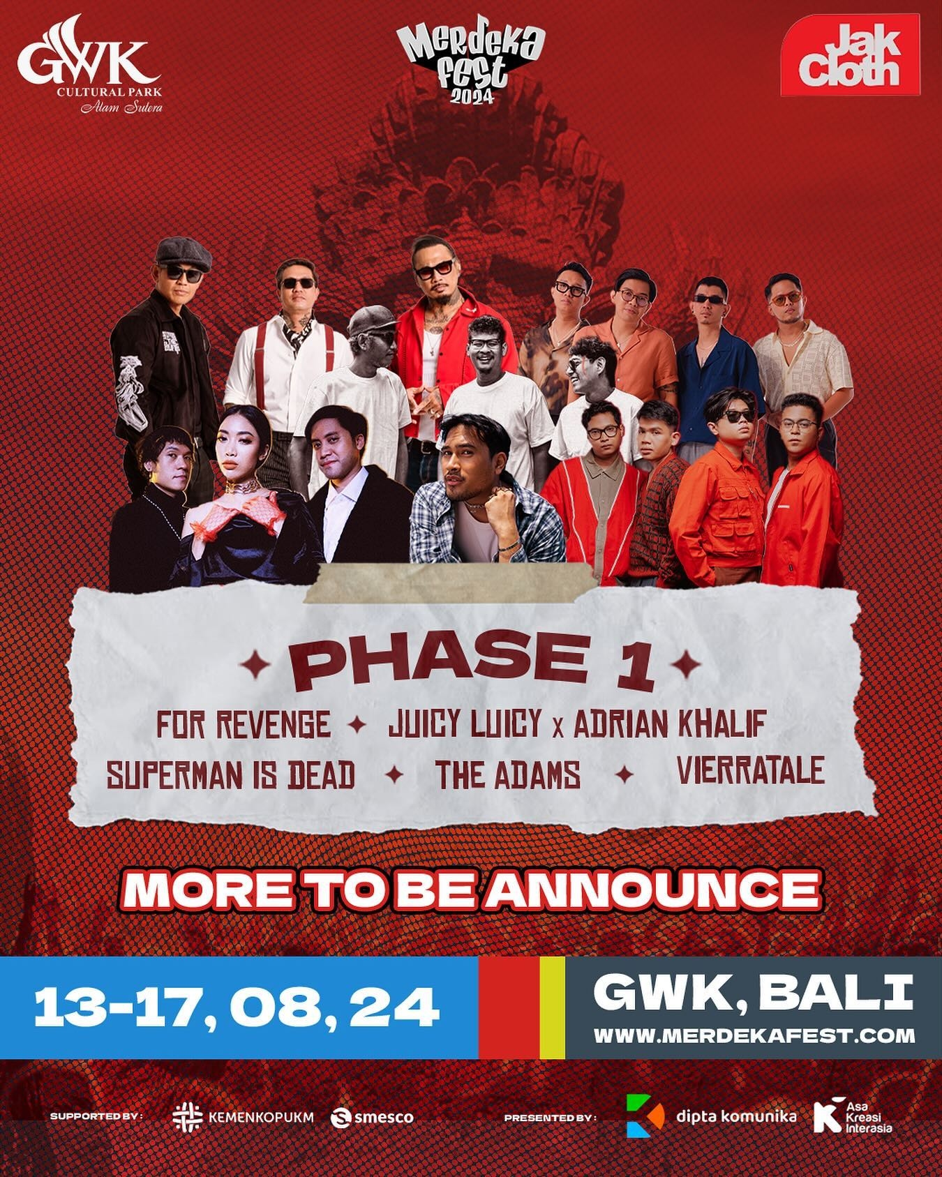 SERBU TIKETNYA! Merdeka Fest 2024 Bakal Digelar di GWK Cultural Park Bali, Catat Tanggalnya! Berikut Daftar Line Up Fase Pertama