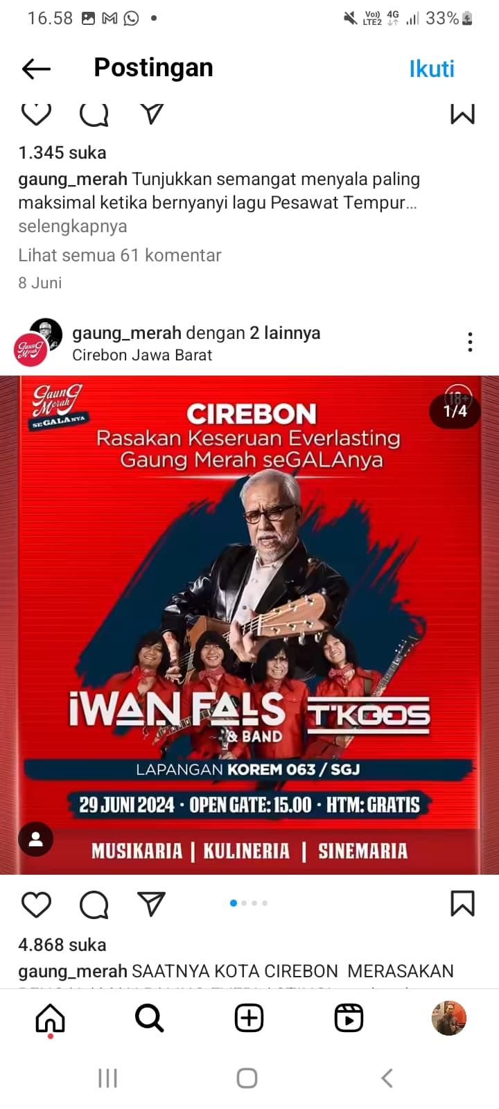JANGAN LUPA! Konser Gratis Iwan Fals di Kota Cirebon Digelar 29 Juni 2024, Persiapkan Syarat dan Aturannya