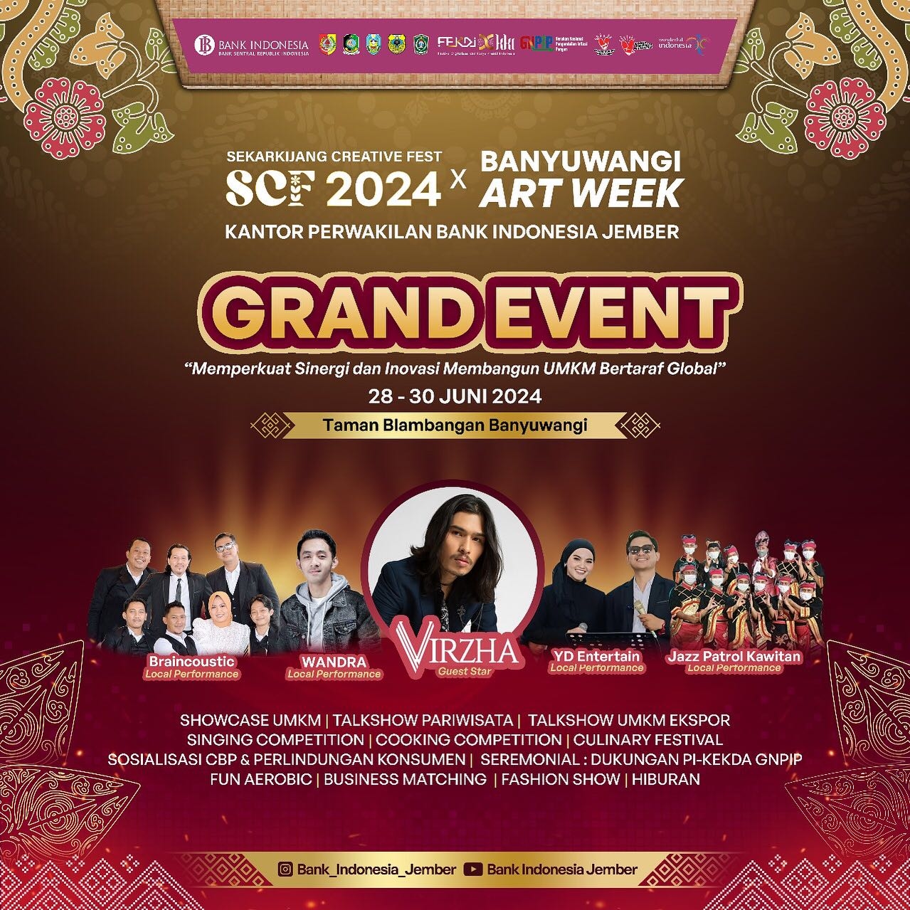 Warga Banyuwangi! Yuk, Nonton Konser Virzha di Taman Blambangan pada Akhir Pekan Ini, Nikmati Juga 5 Acara Lainnya di Grand Event 2024