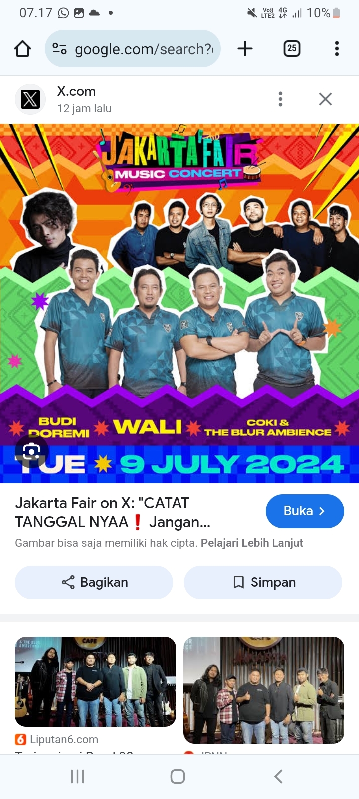 Nonton Bakal Seru Habis, Konser Jakarta Fair 2024 Malam Ini Tampil Wali Band, Budi Doremi dan Coki & The Blur Ambience