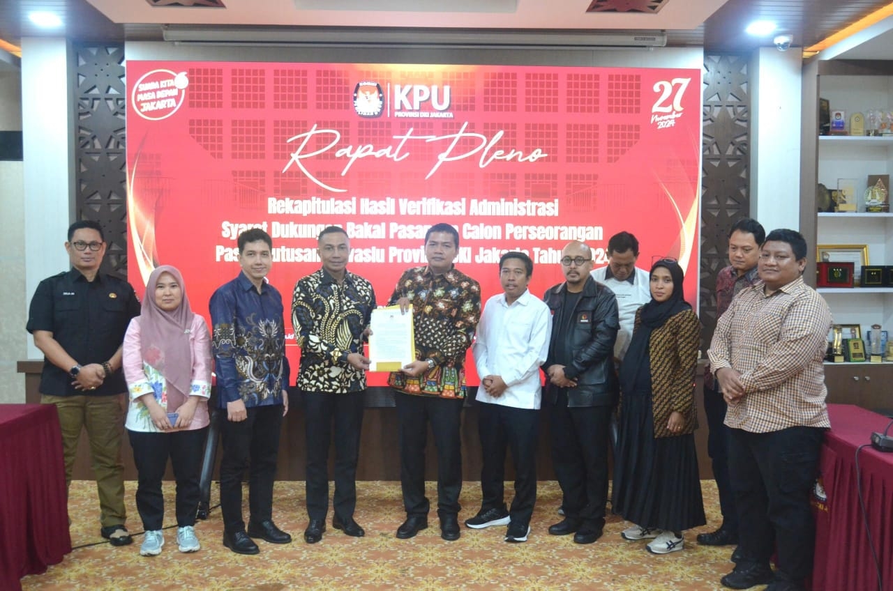 KPU DKI Nyatakan Pasangan Dharma-Kun Lolos Verifikasi Administrasi, Kini Lanjut Verifikasi Faktual Calon Perorangan Pilkada Jakarta
