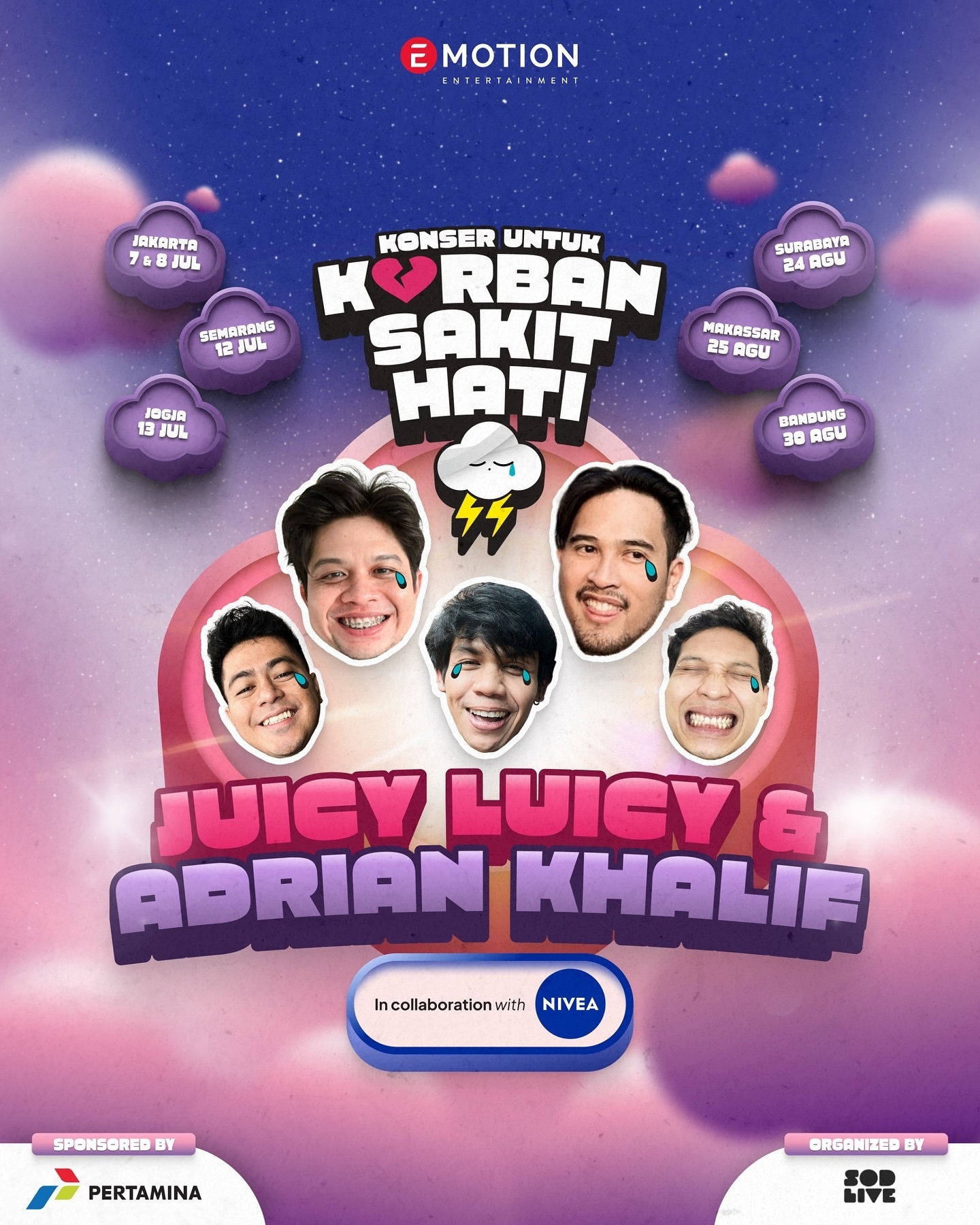 Konser untuk Korban Sakit Hati Bersama Juicy Luicy dan Adrian Khalif Bakal Digelar di 5 Kota di Indonesia, Simak Jadwalnya di Sini