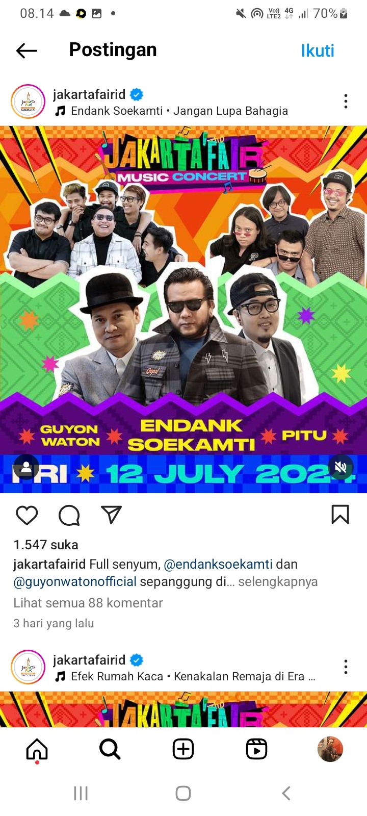 Jangan Lupa Datang, Seru-seruan di Konser Jakarta Fair 2024 Malam Ini Tampil Guyon Waton, Endank Soekamti dan Pitu