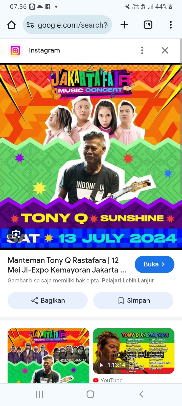Jangan Lupa, Seru-seruan Malam Ini di Konser Jakarta Fair 2024, Tampil Tony Q dan Sunshine
