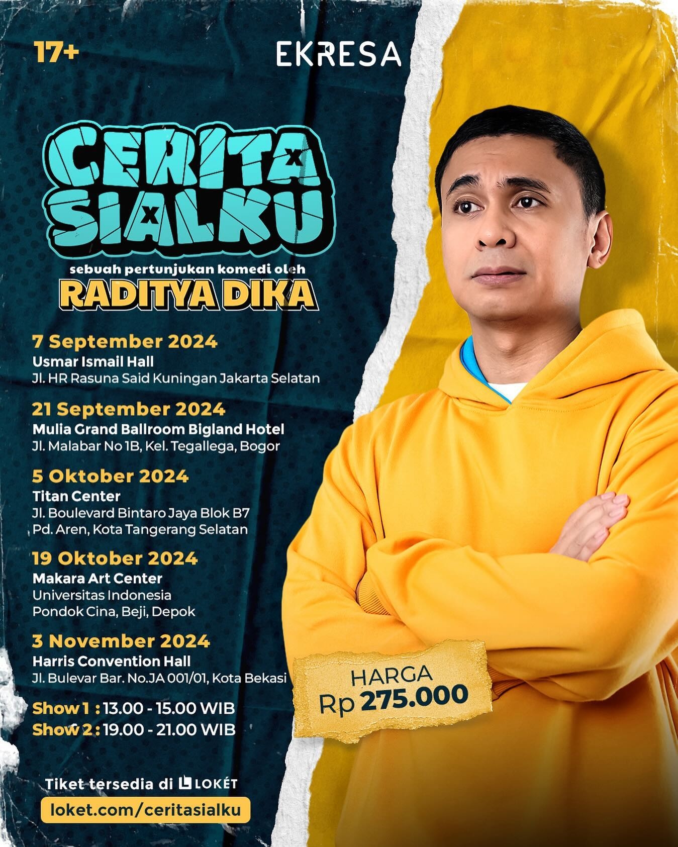 STAND UP COMEDY SHOW! Raditya Dika Bakal Gelar Pertunjukan 'Cerita Sialku' di 5 Kota, Berikut Jadwal dan Harga Tiketnya