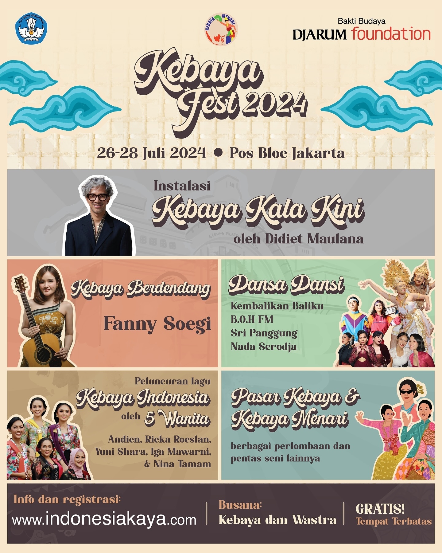 CATAT! Hiburan Gratis Akhir Pekan Ini: Kebaya Fest 2024 di Pos Bloc Jakarta, Berikut Rangkaian Acaranya