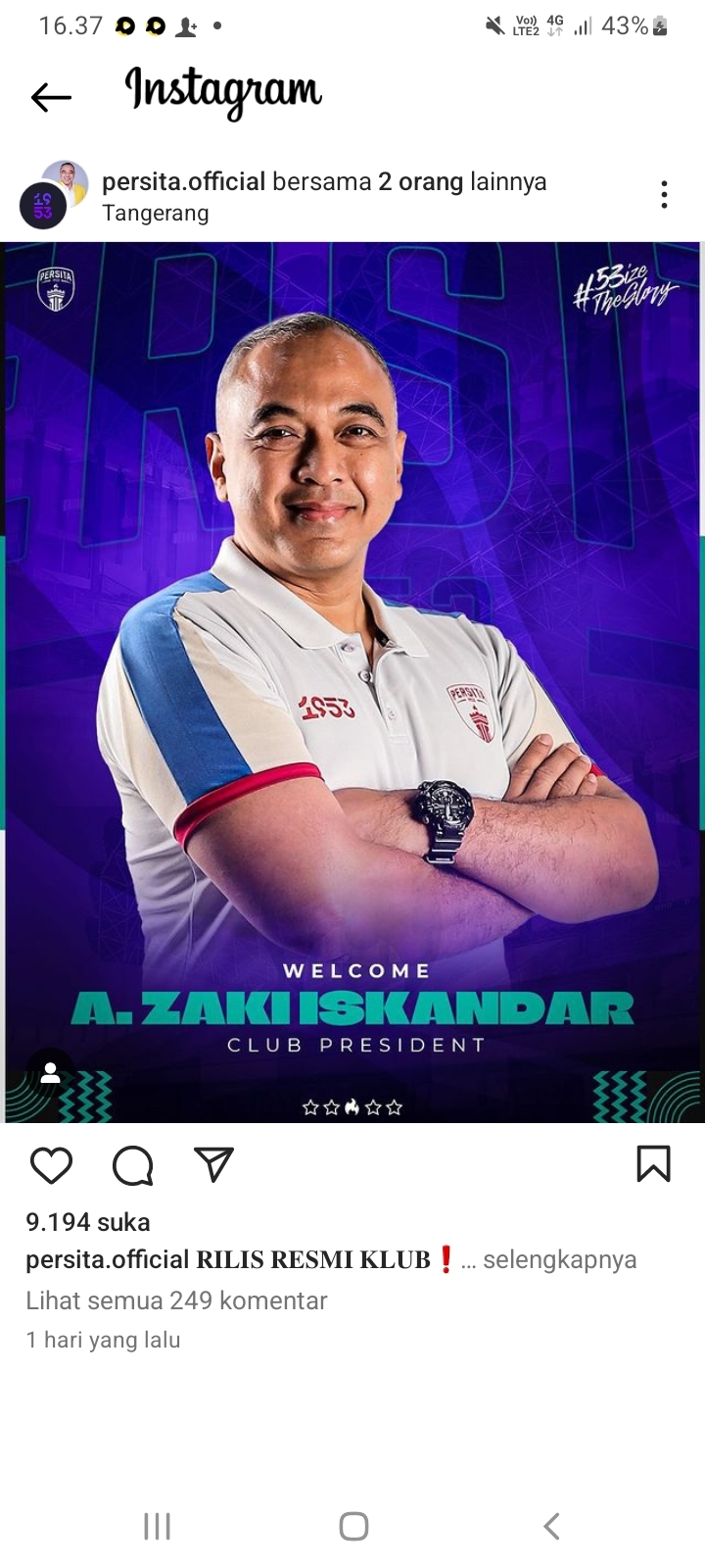 Zaki Iskandar Jadi Presiden Klub Persita Tangerang, Langsung Pasang Target Ini