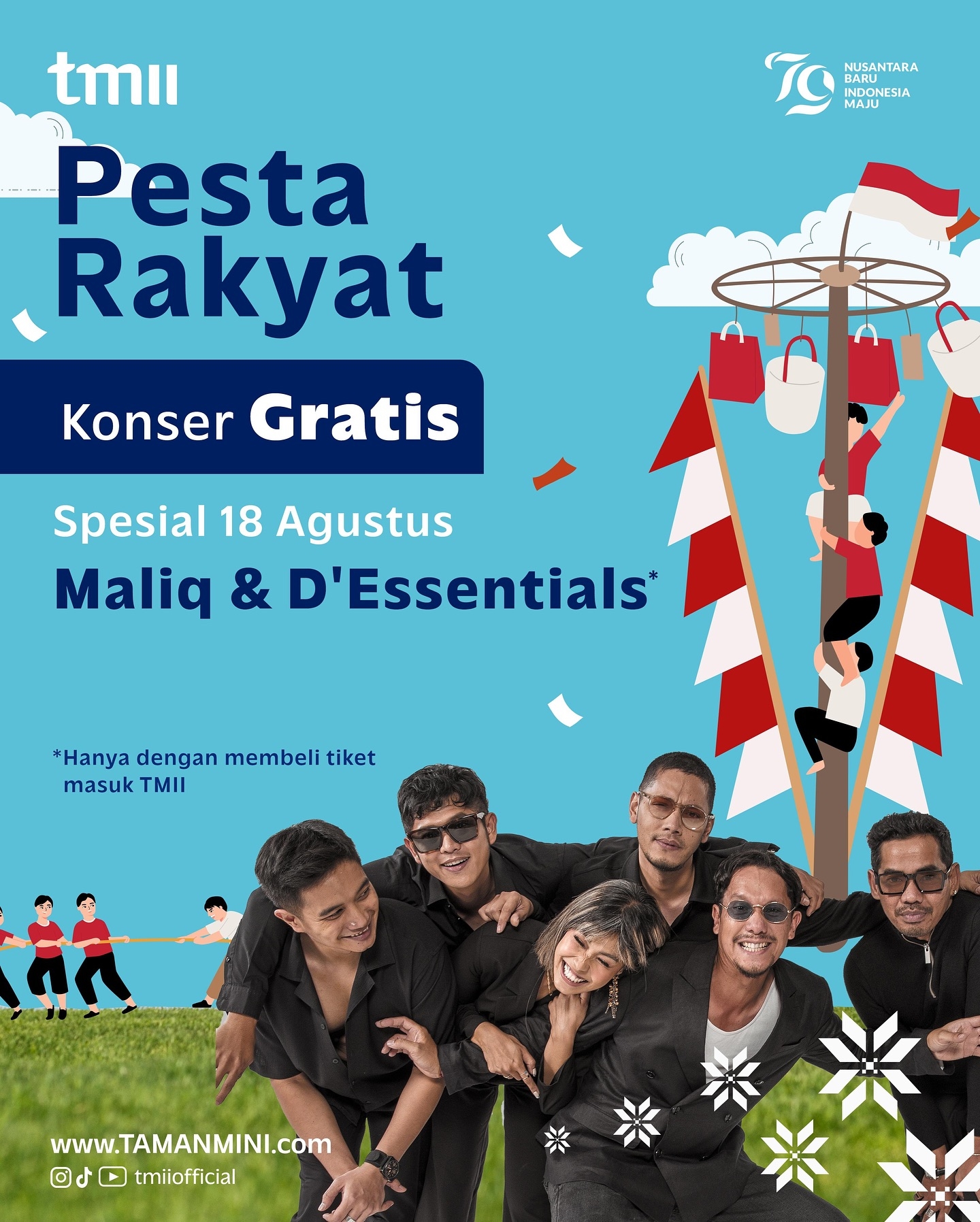 KONSER GRATIS! Pesta Rakyat di TMII Menghadirkan Maliq & D’Essentials dan Fourtwnty, Ini Syaratnya