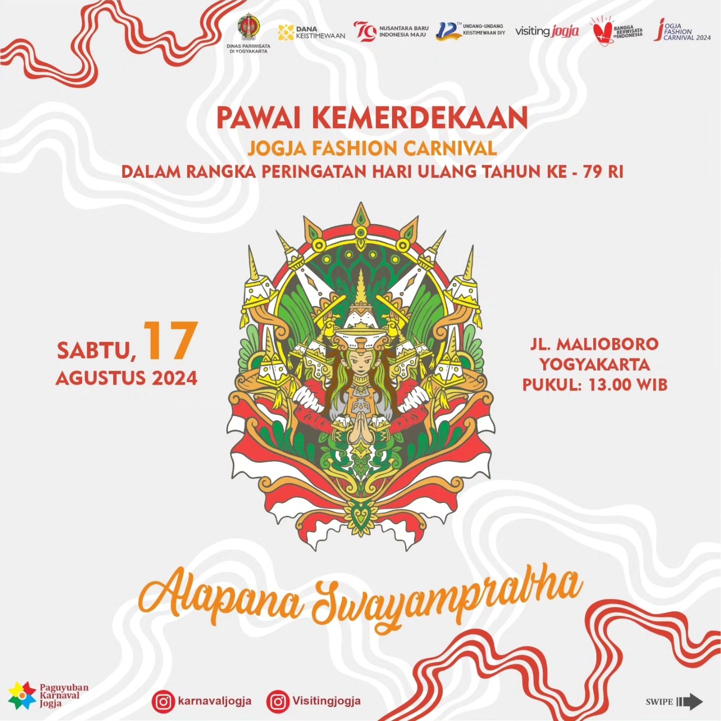 SAKSIKAN! Pawai Kemerdekaan dan Jogja Fashion Carnival 2024 di Malioboro Besok Lusa, Diikuti 15 Kelompok Karnaval dari Berbagai Daerah, Ini Rutenya