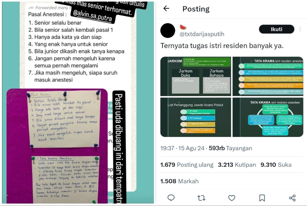 Beredar di Media Sosial, Tata Krama Istri Residen Anestesi Bocor, Wajib Ikuti Peraturan Jika Tak Mau Suami Kena Sanksi