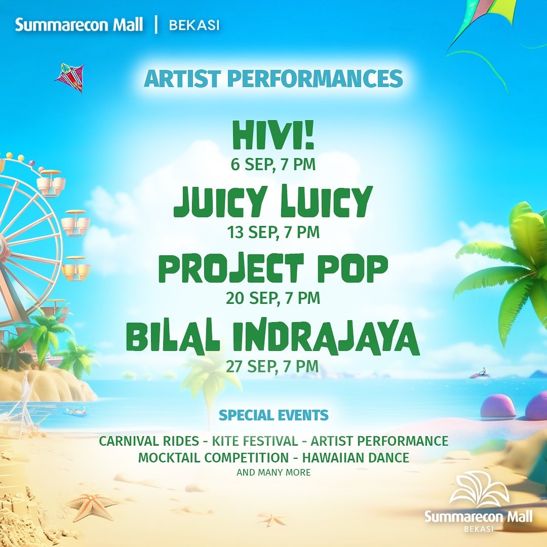 KONSER GRATIS TIAP MALAM SABTU: Pasar Senggol di Summarecon Mall Bekasi Menghadirkan Hivi!, Juicy Luicy, Project Pop dan Bilal Indrajaya, Cek Waktunya