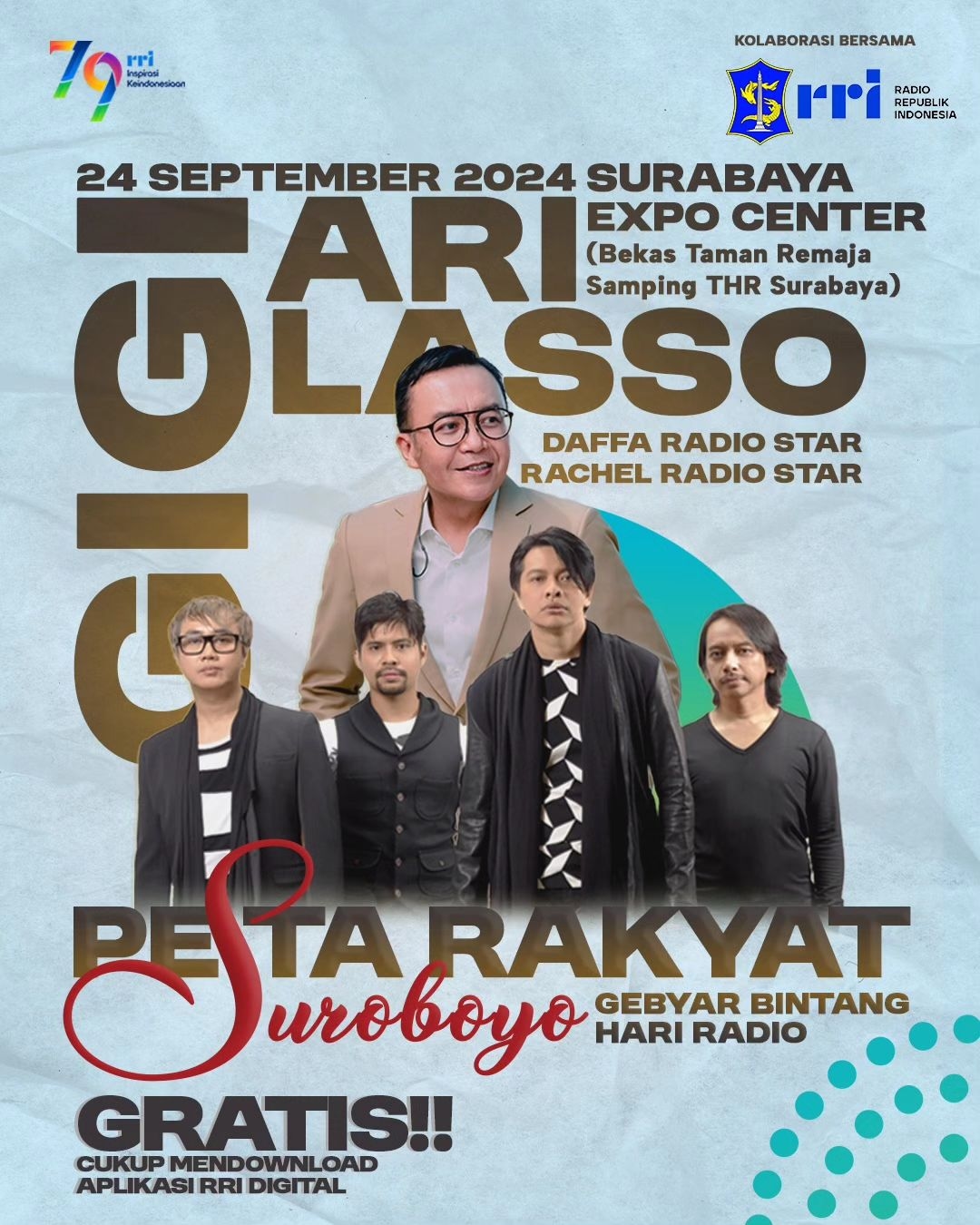 JANGAN LUPA! Konser Gratis GIGI dan Ari Lasso di Pesta Rakyat Suroboyo Digelar pada September 2024, Cek Tanggal dan Lokasinya di Sini