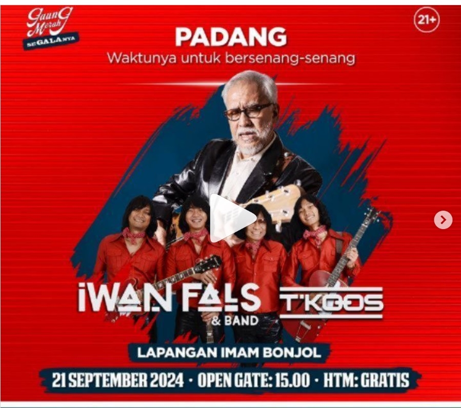 Jangan Lupa, Sore Ini Konser Gartis Iwan Fals di Padang, Cepat Merapat Catat Lokasi dan Waktunya di Sini