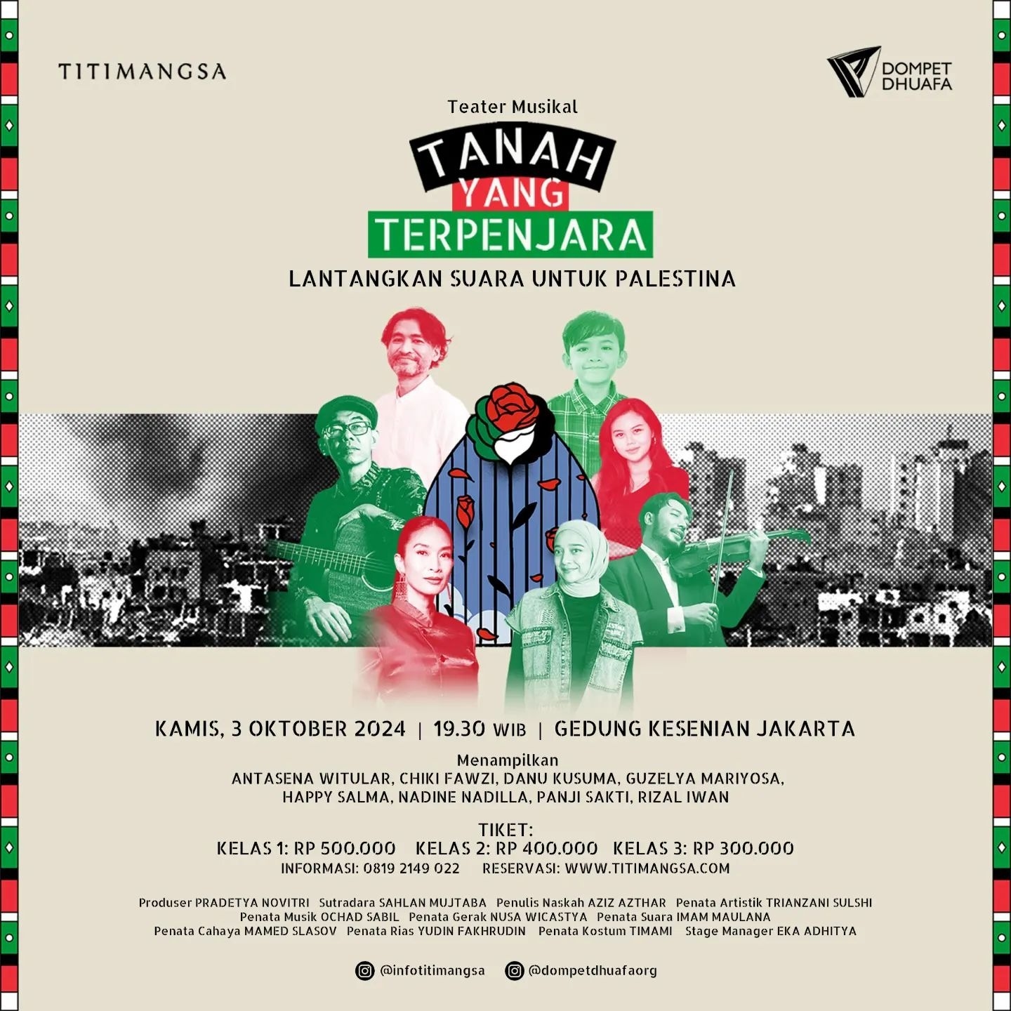 Teater Musikal Peduli Palestina Menampilkan Antasena Witular, Chiki Fawzi hingga Happy Salma, Digelar di Gedung Kesenian Jakarta 3 Oktober 2024