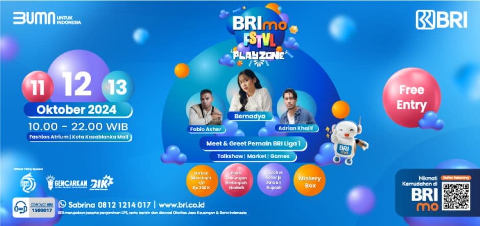 GRATIS! BRImo FSTVL Playzone di Kota Kasablanka Akhir Pekan Ini, Menghadirkan Bernadya, Fabio Asher hingga Adrian Khalif