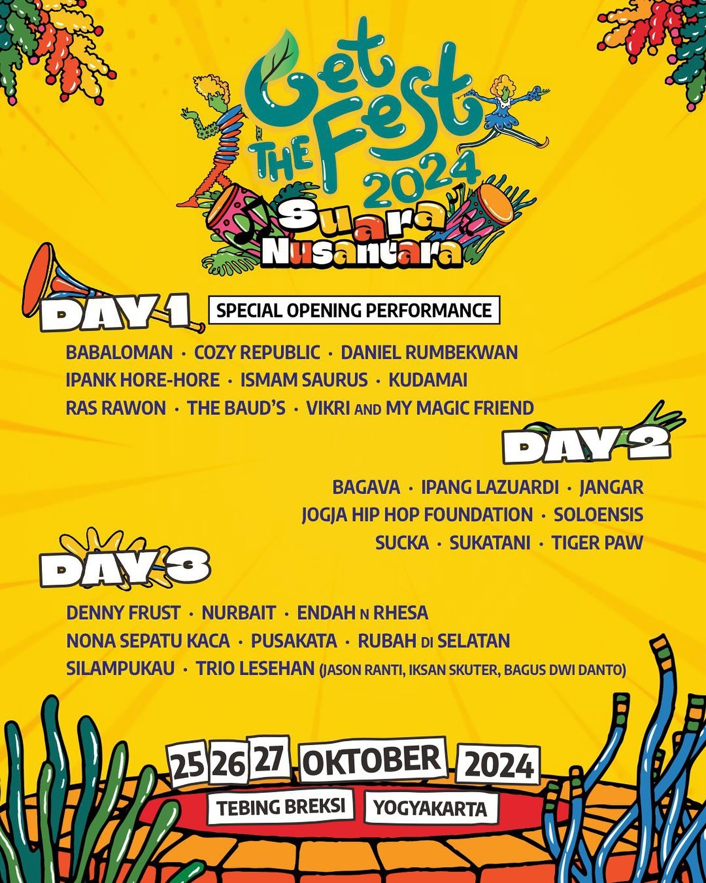 CATAT! 25 Musisi dan Grup Band Ini Bakal Meriahkan Get The Fest 2024 di Tebing Breksi Yogyakarta Selama Tiga Hari, Berikut Harga Tiketnya