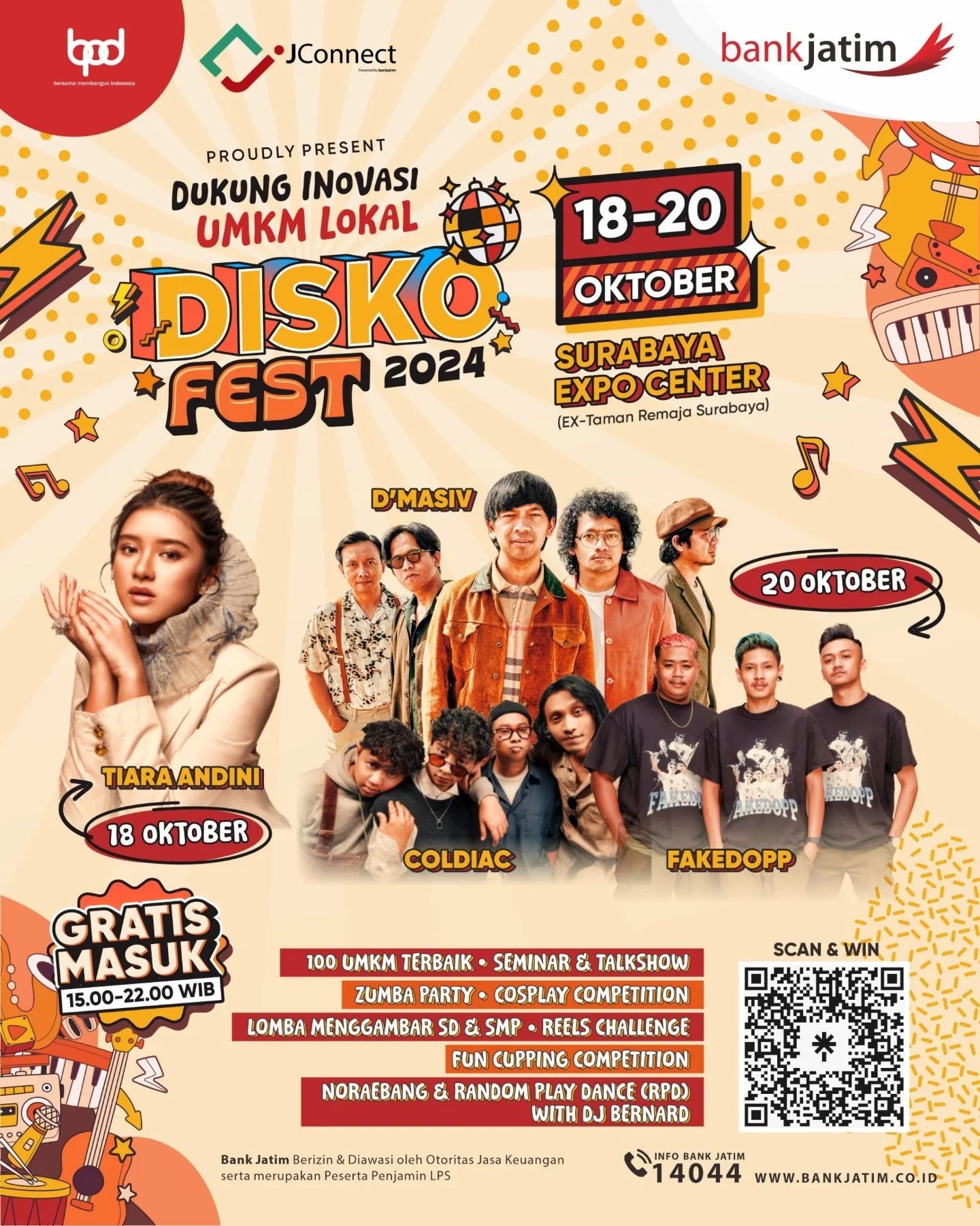 Konser Gratis di Surabaya, Akhir Pekan Ini! DISKO FEST 2024 Menghadirkan Tiara Andini, D’Masiv, Coldiac dan FakeDopp. Catat Lokasi dan Tanggalnya