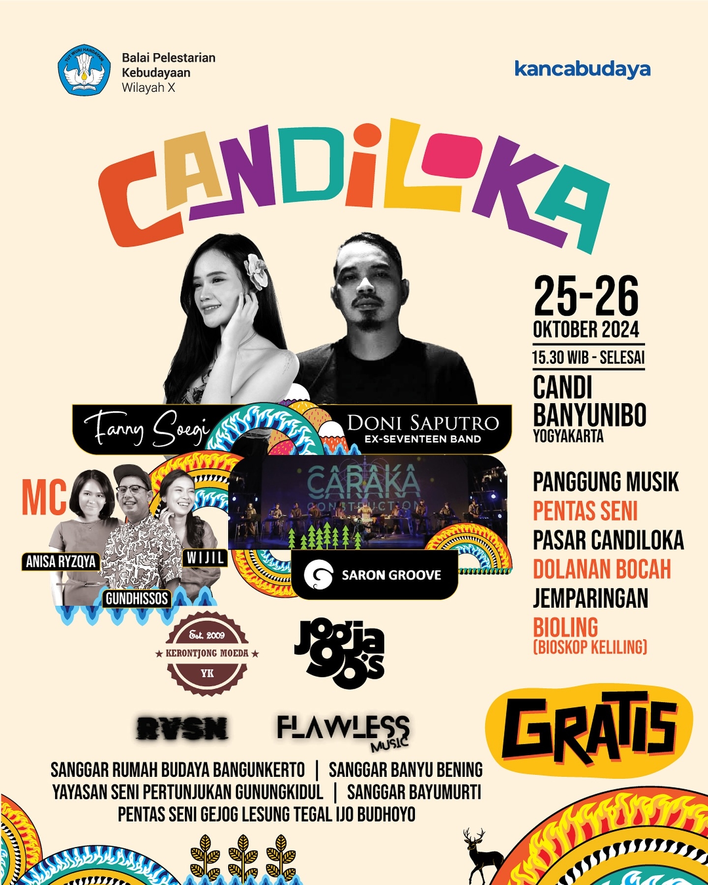 HIBURAN GRATIS! Candiloka 2024 Kembali Hadir di Yogyakarta Akhir Pekan Ini, Rentetan Acaranya: Panggung Musik, Pentas Seni hingga Bioskop Keliling