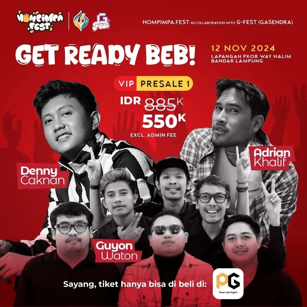 Warga Lampung Merapat! Denny Caknan, Guyon Waton hingga Adrian Khalif Bakal Bikin Ambyar HOMPIMPA x G-FEST di Way Halim, Catat Tanggalnya