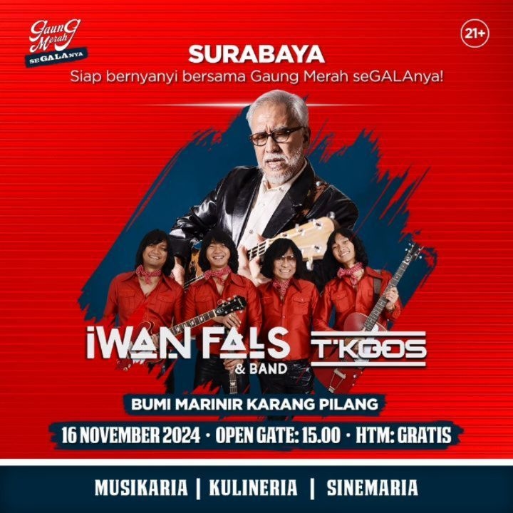 WARGA SURABAYA JANGAN LUPA! Besok Ada Konser gratis Iwan Fals di Bumi Marinir Karang Pilang, Anak Usia 18 Tahun ke Bawah Tak Boleh Ikut