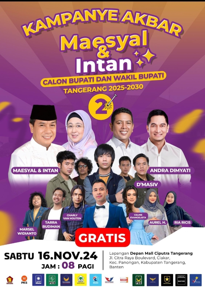 Mulai dari D'Masiv hingga Charly ST12, Ini Deretan Artis dan Band Ternama Yang Hadir di Kampanye Akbar Maesyal-Intan