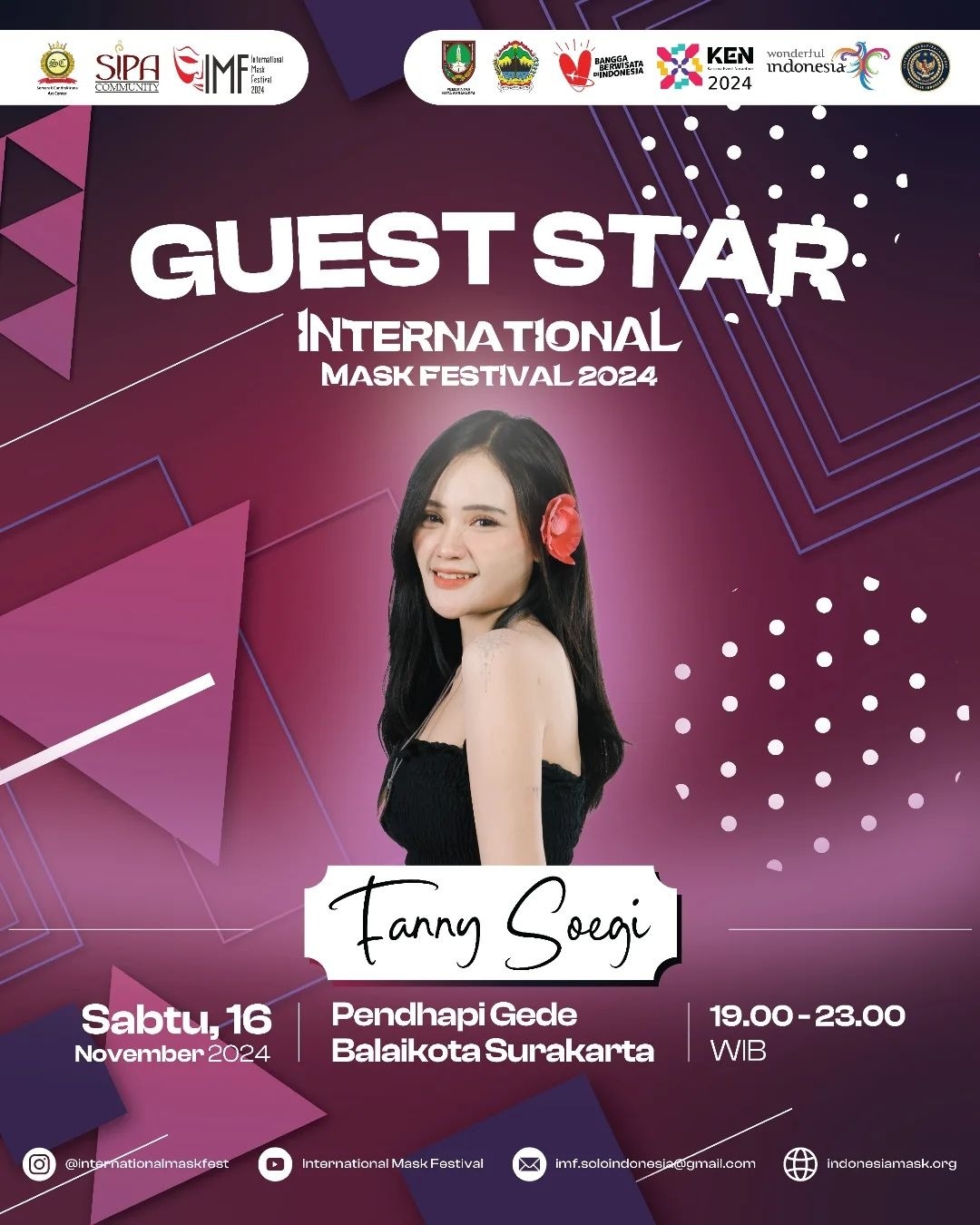 CATAT! Konser Gratis Fanny Soegi di International Mask Festival 2024 di Balai Kota Surakarta, Sabtu Besok