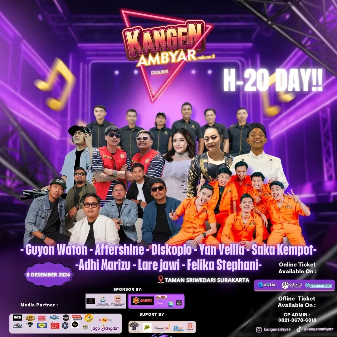 Sobat Ambyar Merapat! Guyon Waton, Aftershine, Diskoplo, hingga Yan Vellia Bakal Goyang Taman Sriwedari Surakarta, Cek Tanggal dan Harga Tiketnya